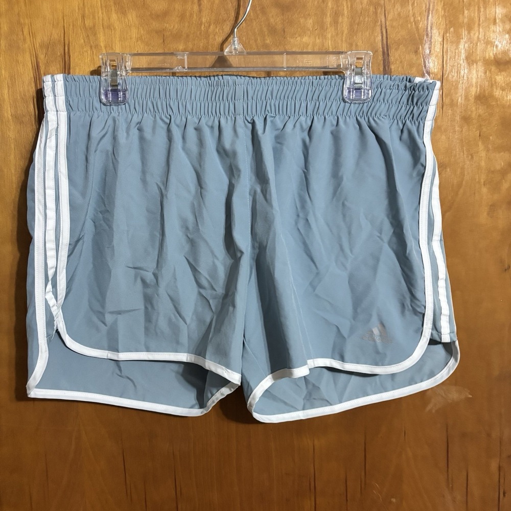 Adidas Womens XL Running Shorts Blue Stripes Lightweight Breathable Lined